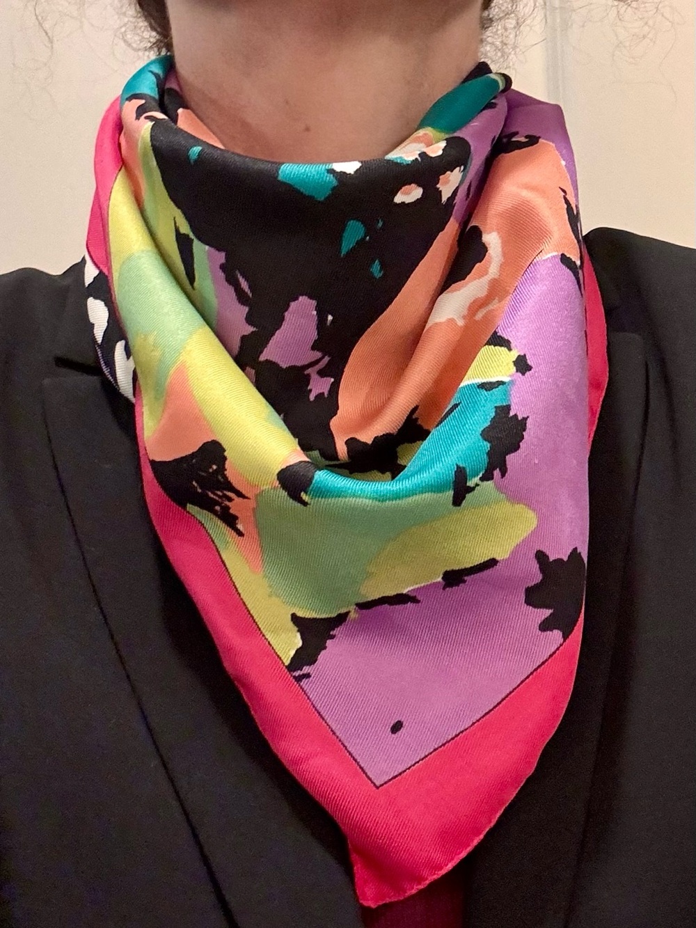 Floral Scarf in Pink, Coral, Teal & Purple